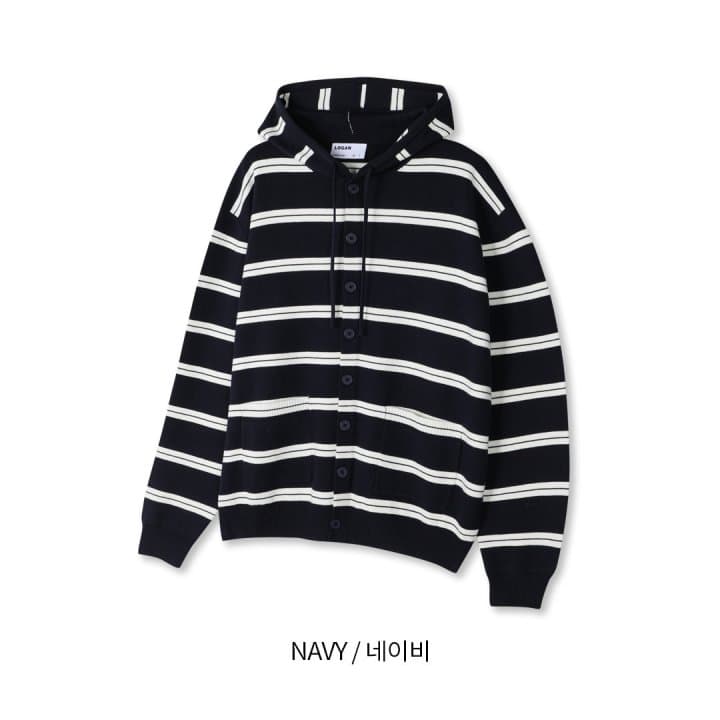 [LOGAN] Striped Hooded Cardigan 5