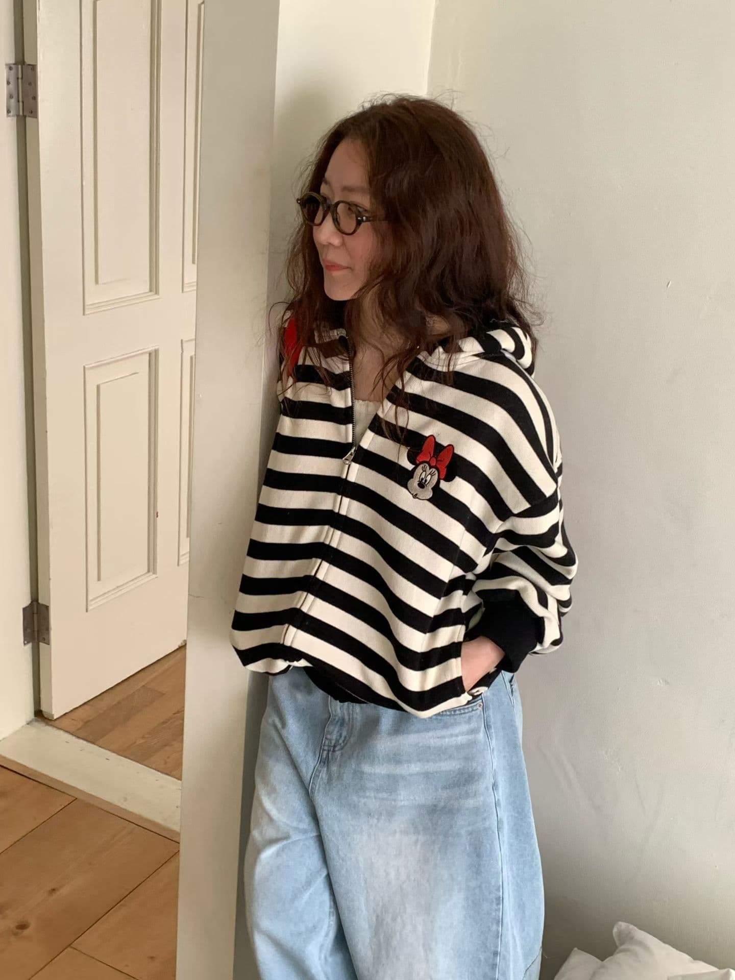 (Official Licensed Disney) [VENTI] Mini Striped Zip-up Hoodie 2