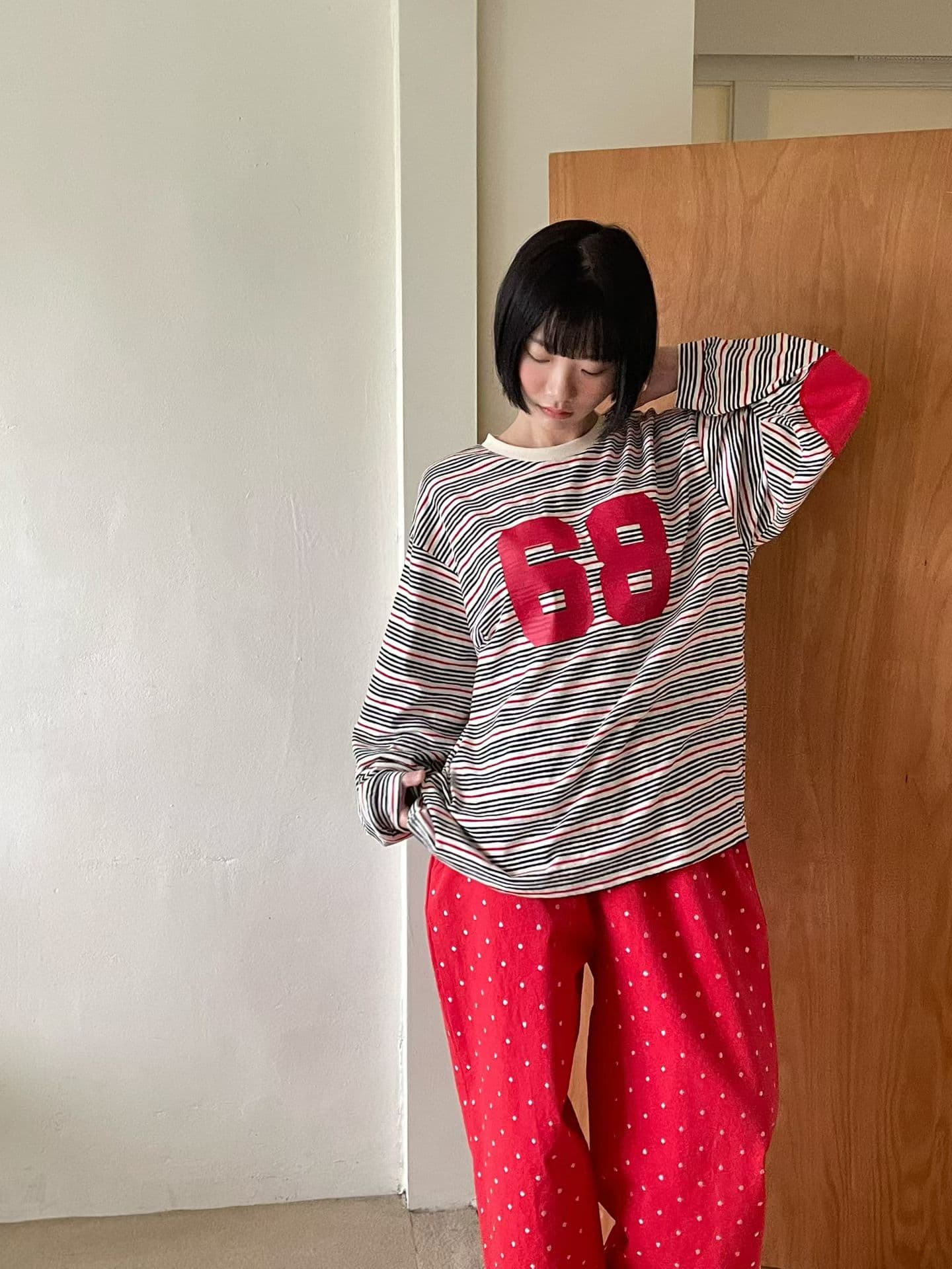 [VENTI] 68 Patch Striped T-Shirt 4