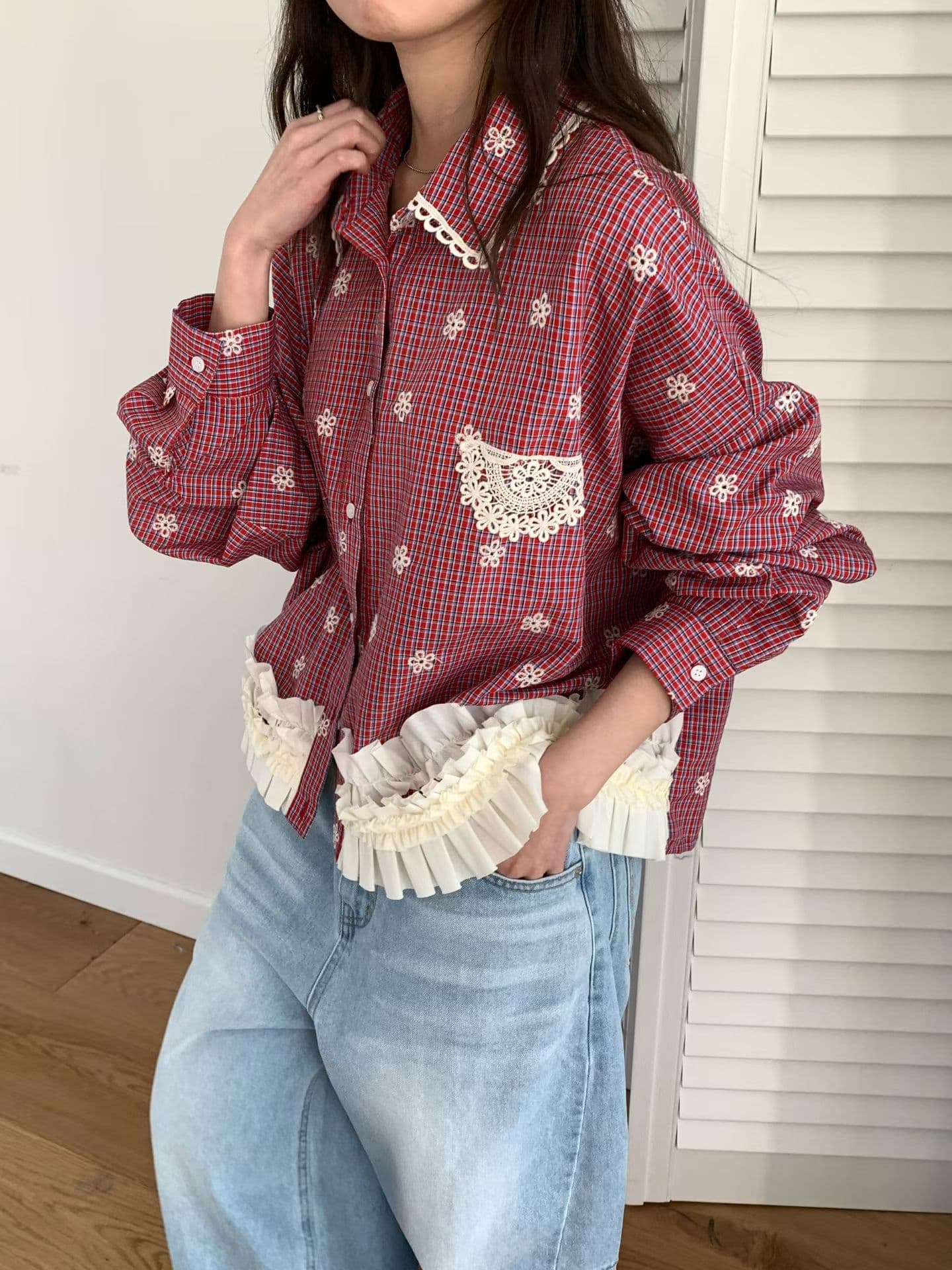 [VENTI] Jeje Frill Lace Jacket 6