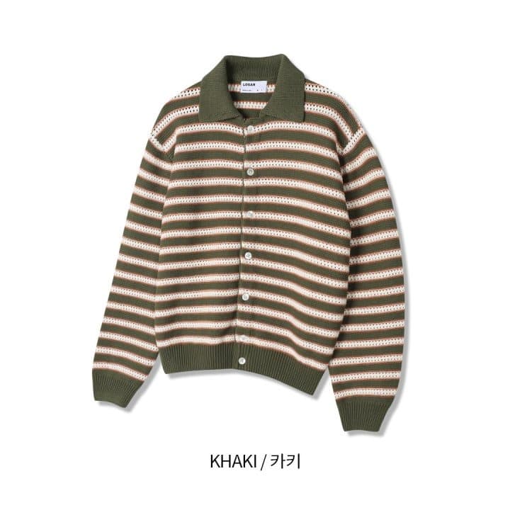 [LOGAN] Peter Striped Collared Cardigan 5
