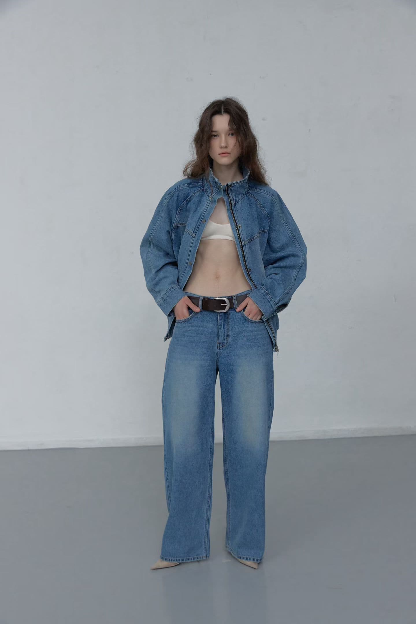 [FOUNDATION] Rough Washed Denim Wide Pants 5