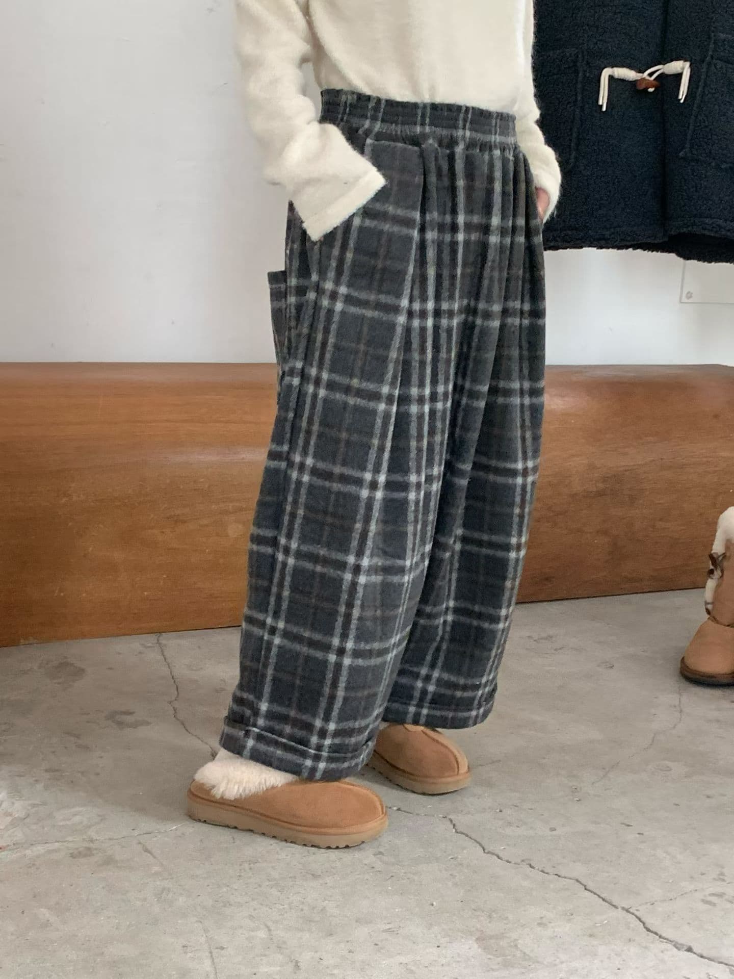 [VENTI] Taupe Checked Pants 7