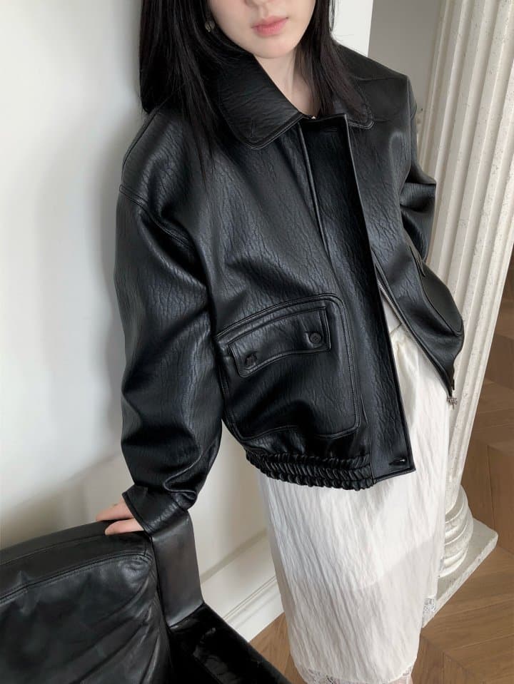 [LE BUTTER] Vintage Button Leather Jacket 8
