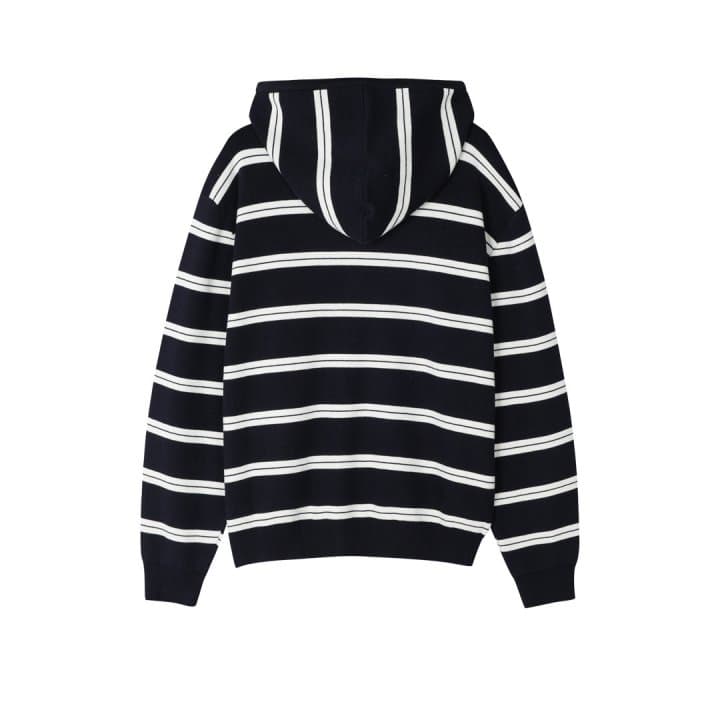 [LOGAN] Striped Hooded Cardigan 3