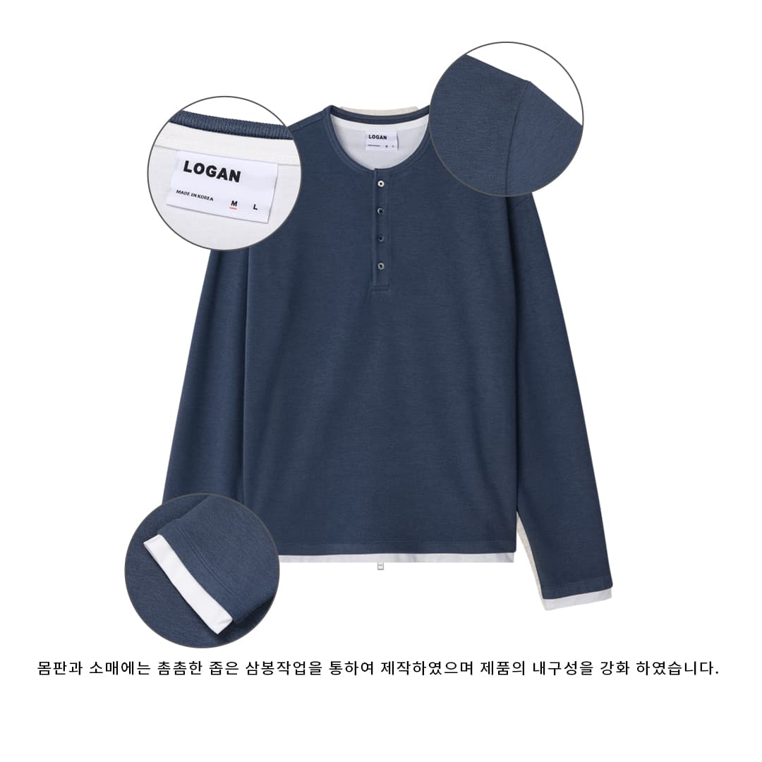 [LOGAN] Store Layered Henley Neck T-Shirt 6