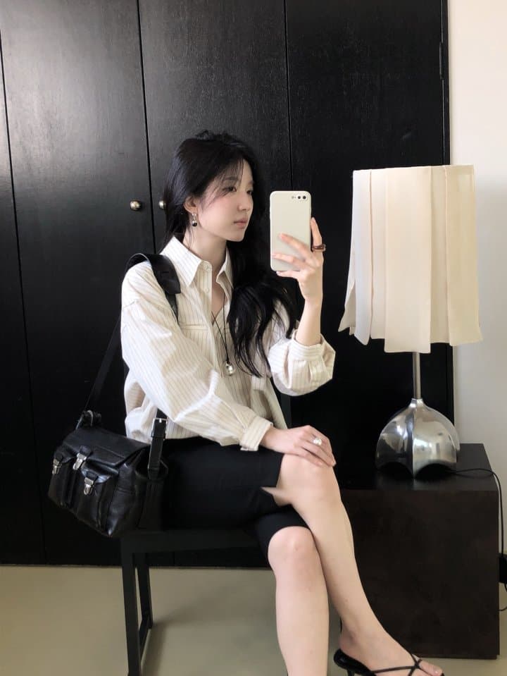 [LE BUTTER] Folder Striped Shirt 8