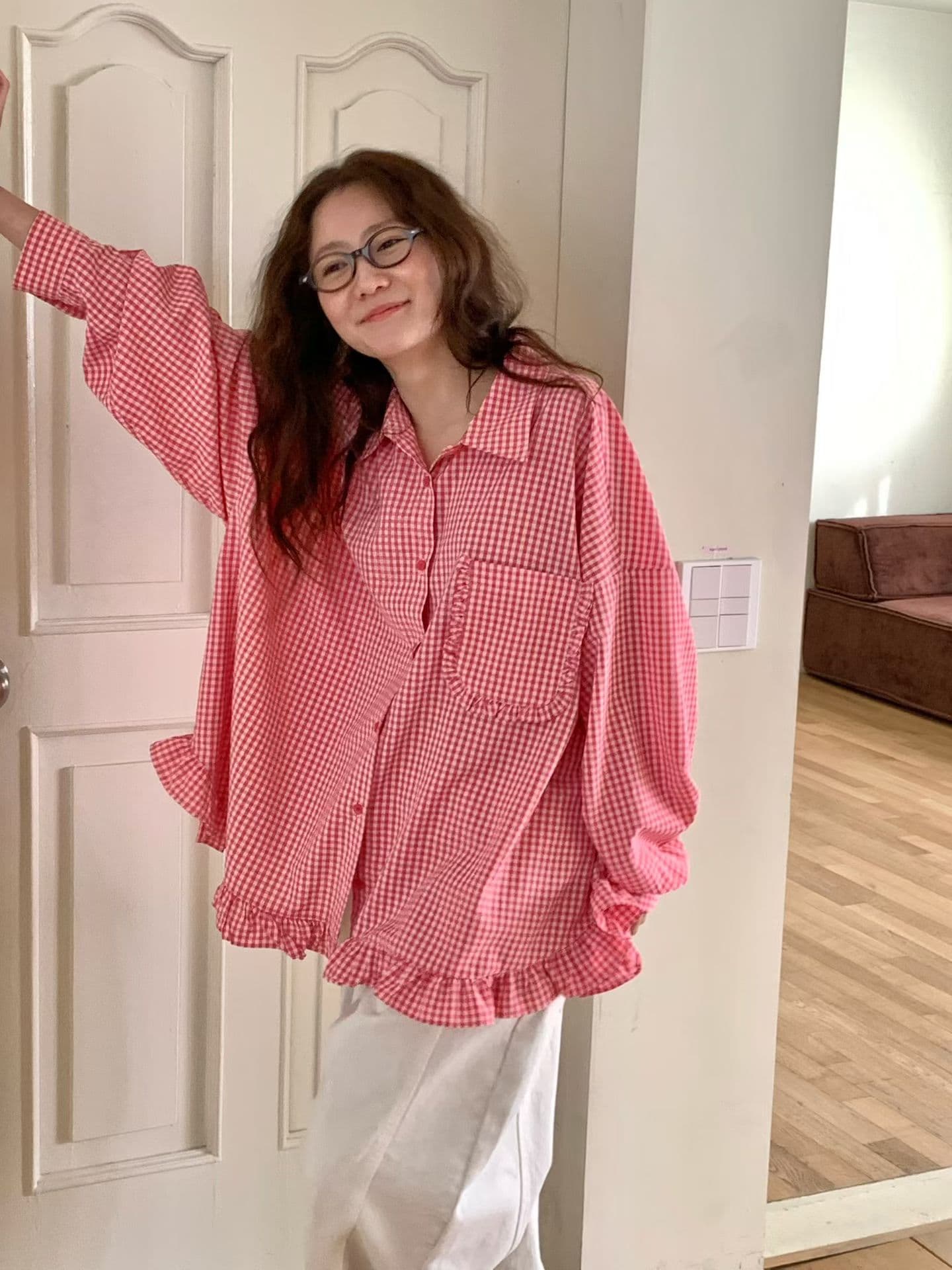 [VENTI] Aaron Checked Frill Shirt 2