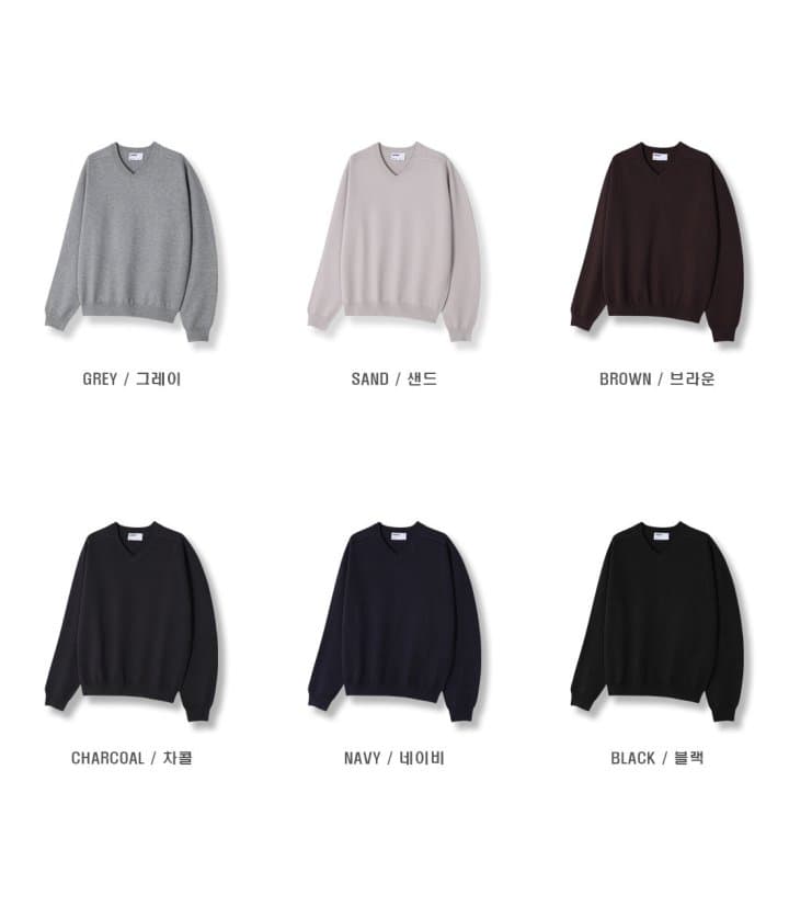 [LOGAN] Beg Saddle Solid V-Neck Knit 7