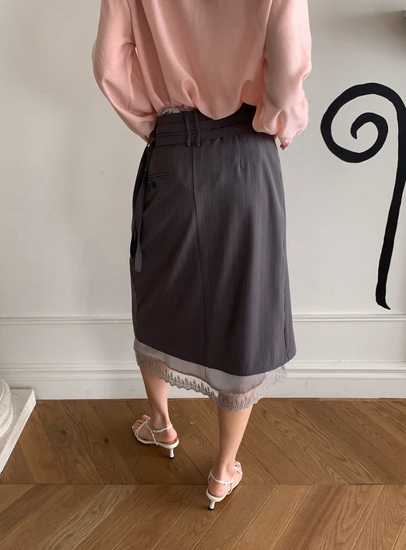 [FOUNDATION] Drain Zipper Slit Belt Skirt 9