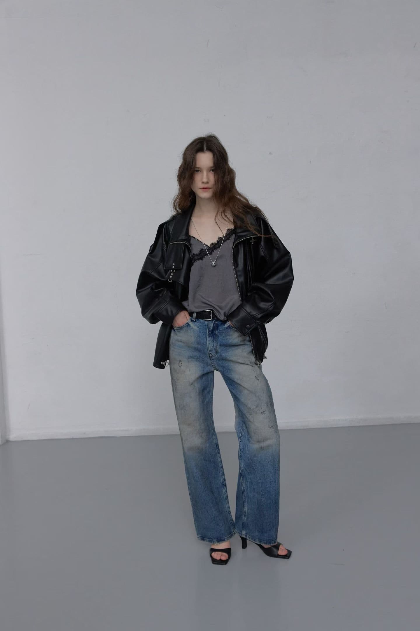 [FOUNDATION] Buckle Leather Collared Blouson Jacket 4