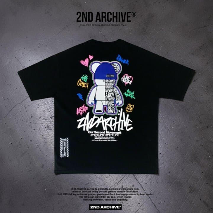 [2ND ARCHIVE] Blue Beanie Bear Short Sleeve T-Shirt 1