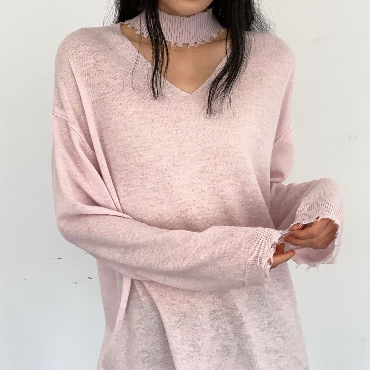 [FOUNDATION] Smoothie Choker Distressed Knit 1