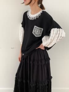 [VENTI] Meidi Lace Color-Block Sweatshirt 2