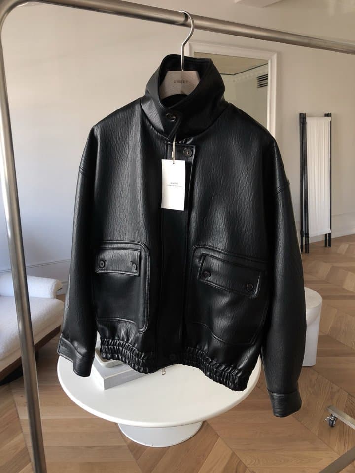 [LE BUTTER] Vintage Button Leather Jacket 5