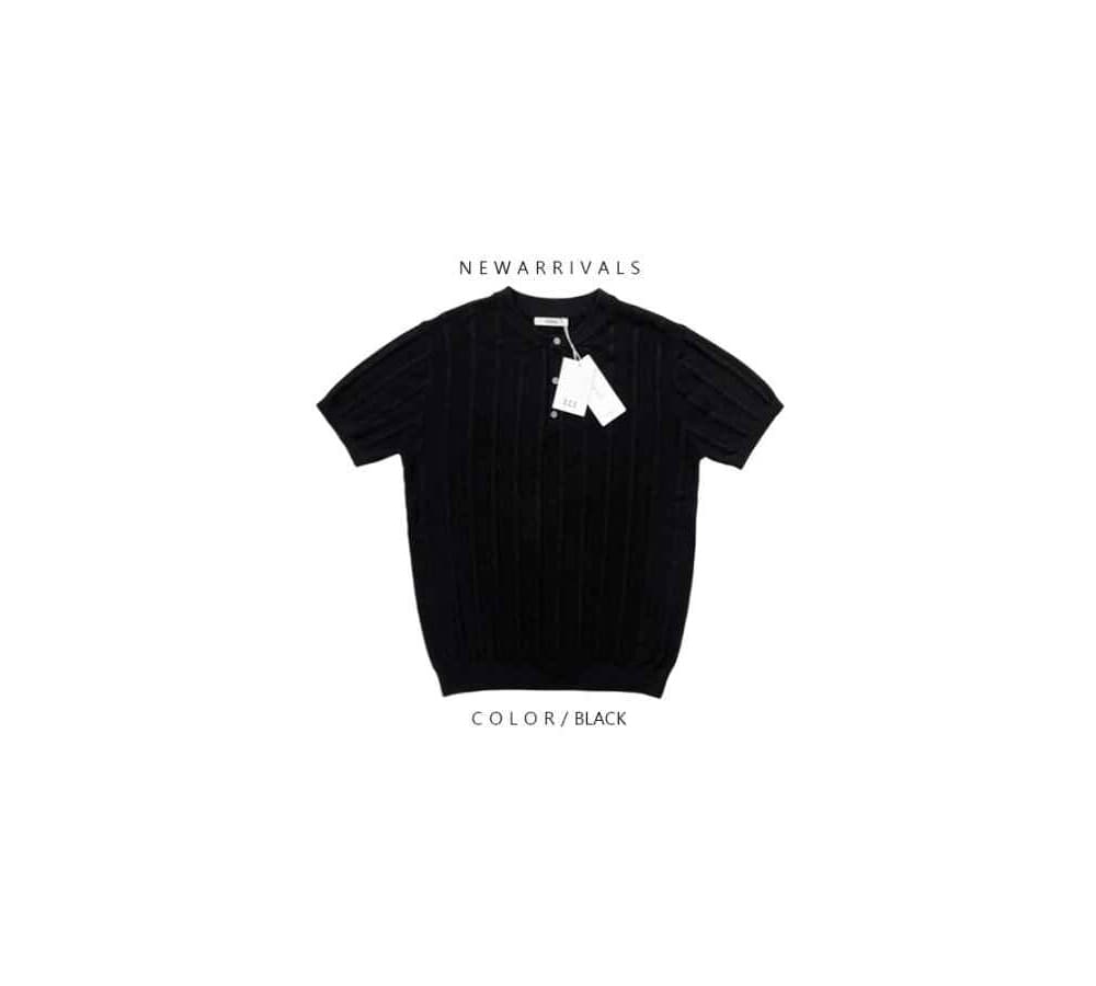 [OCEAN] Raf Muscle Fit Henley Neck Short Sleeve Knit 5