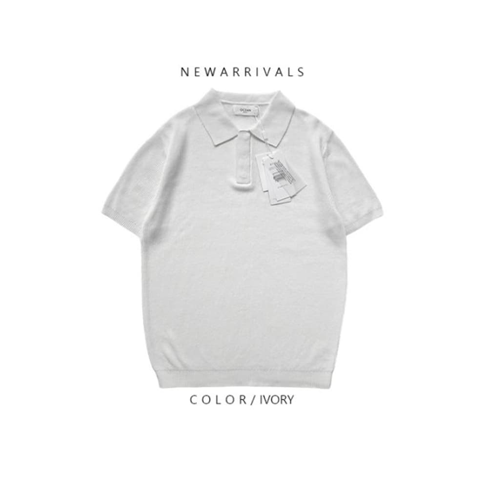 [OCEAN] Hachi Hidden Washable Collar Short Sleeve Knit 7