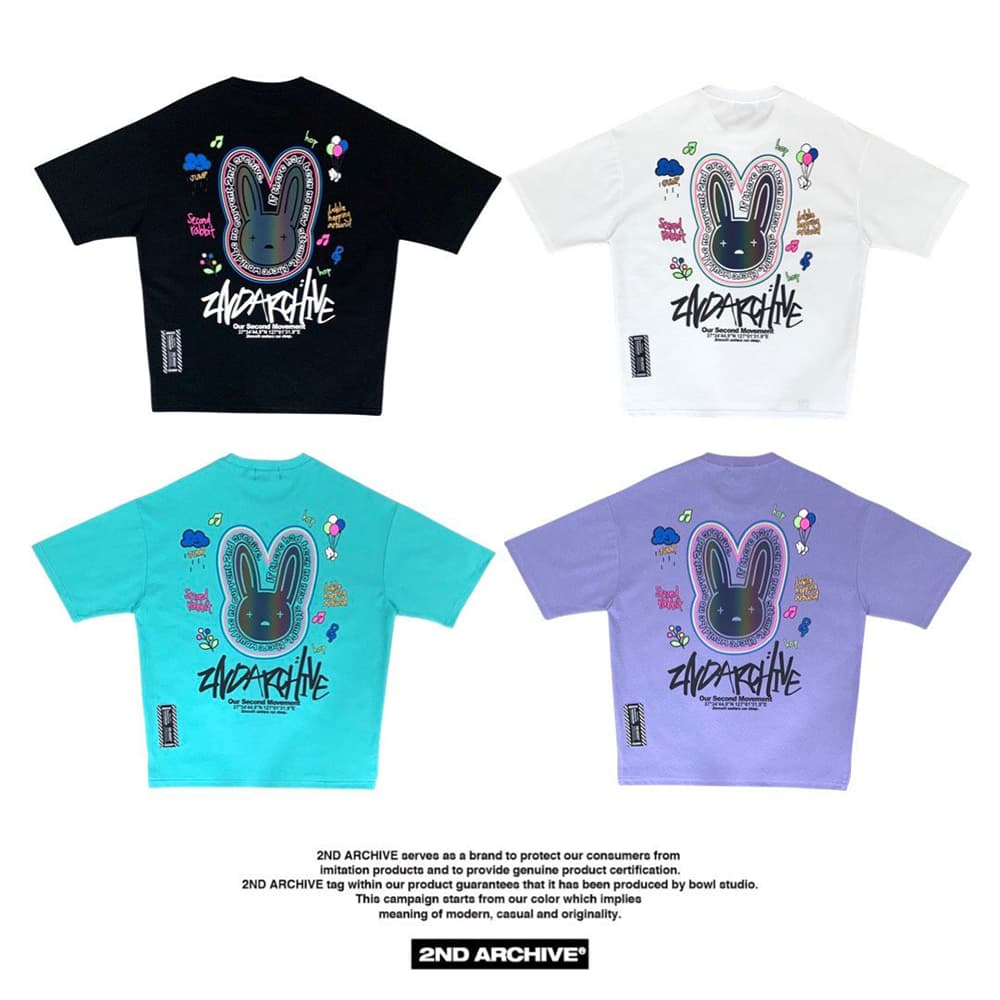 Same-day shipping [2ND ARCHIVE] Balloon Reflective Rabbit Short Sleeve T-Shirt 4