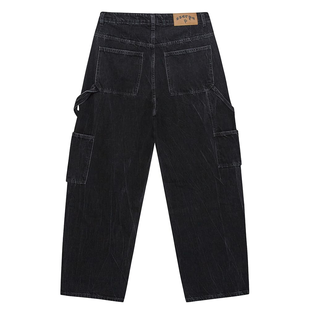 [SSERPE] CURVED CARPENTER CRACK DENIM PANTS 8