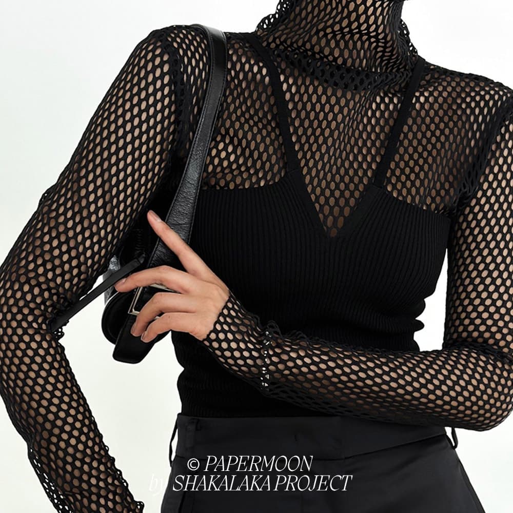 V-Line Strap Ribbed Knit Tank Top Black 3