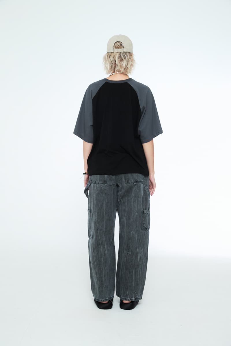 [SSERPE] MANS RAGLAN CROP HALF SLEEVE T BLACK 7