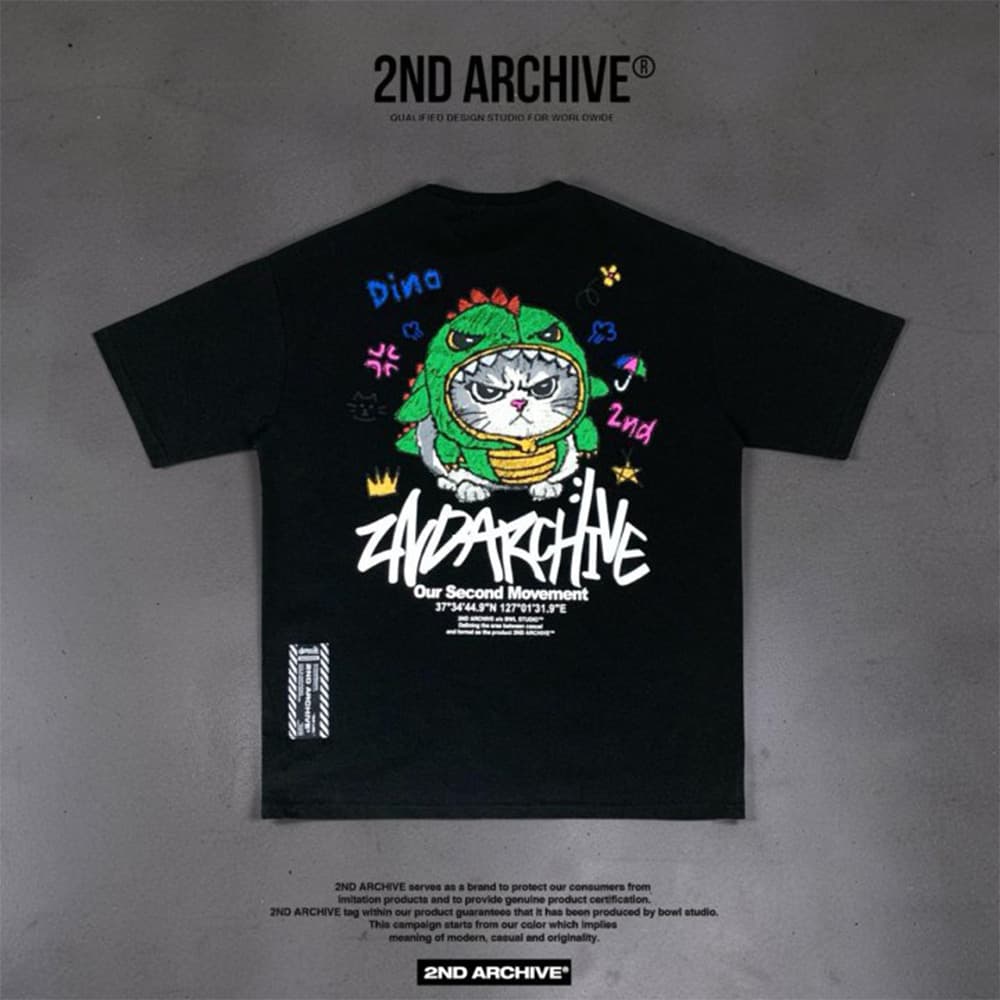 Dino Cat Short Sleeve T-Shirt 5