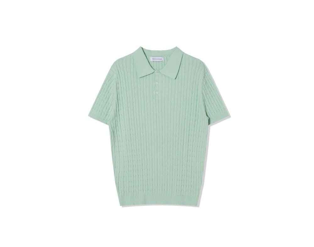 [OCEAN] Pure Cotton Cable Washable Collar Short Sleeve Knit 6