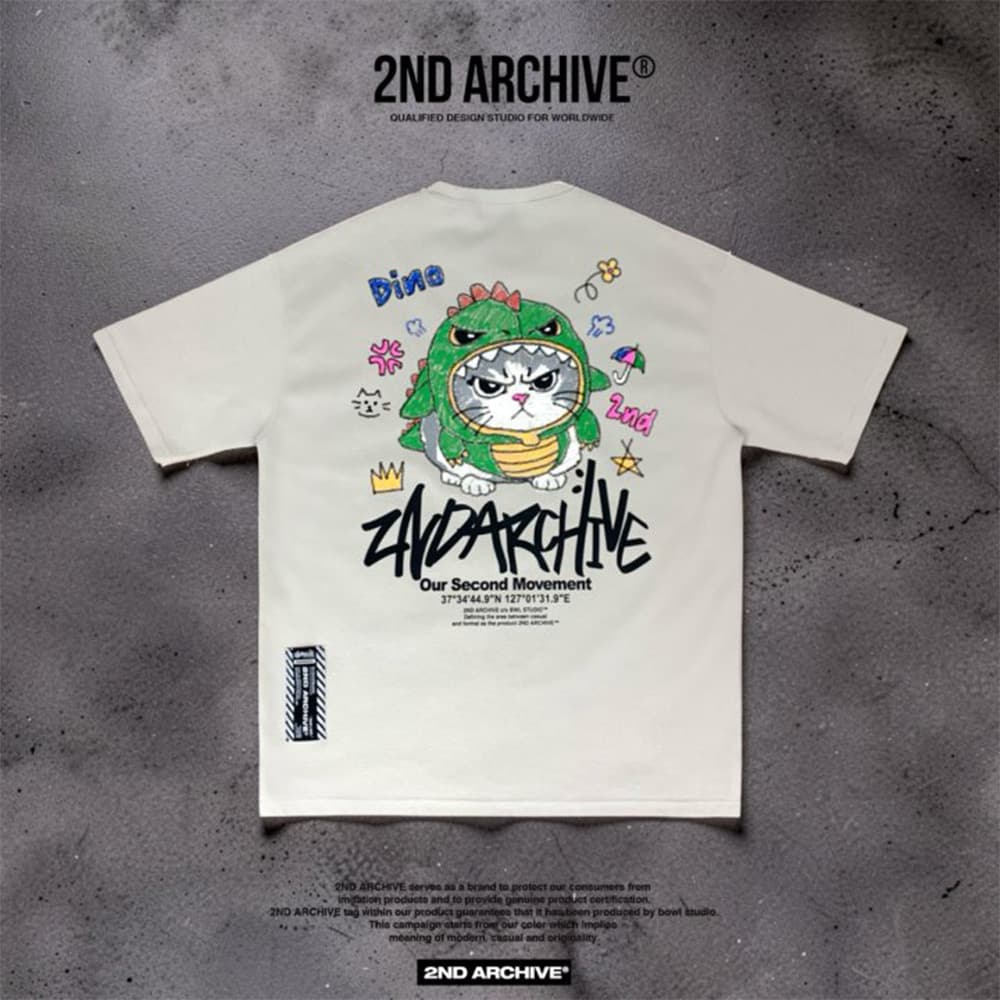 Dino Cat Short Sleeve T-Shirt 6