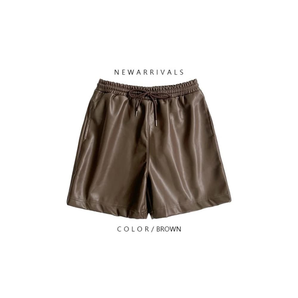 [OCEAN] Camel Leather Half Pants 8