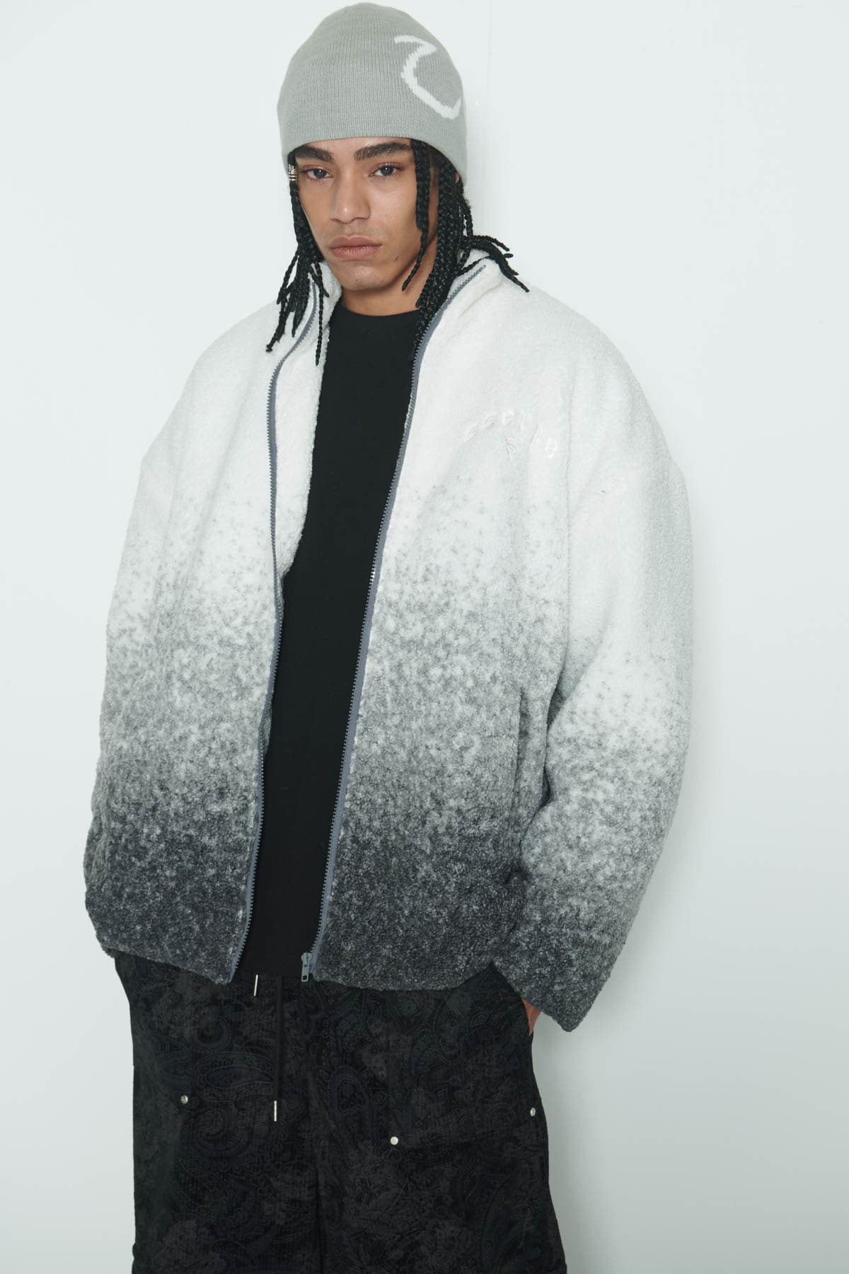 [SSERPE] GREY GRADATION SHERPA FUR JACKET 2