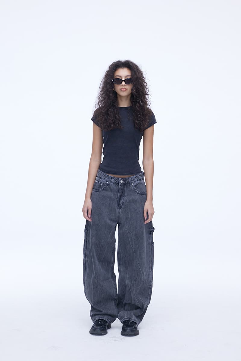 [SSERPE] CURVED CARPENTER CRACK DENIM PANTS 3