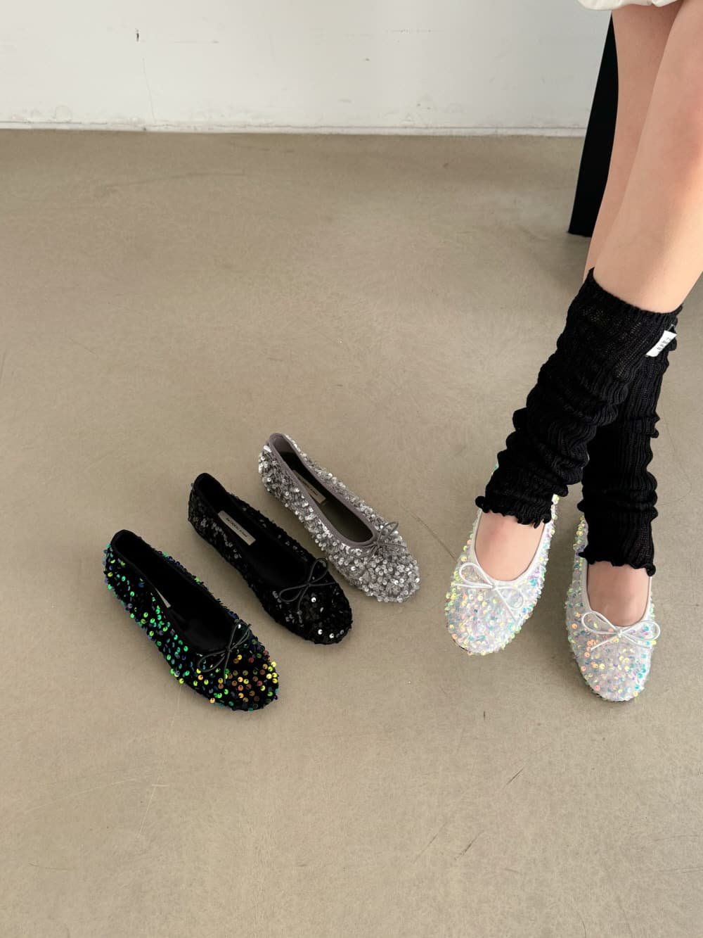 [CADEAU] CA9117 Spangle Soft Flat Shoes 9