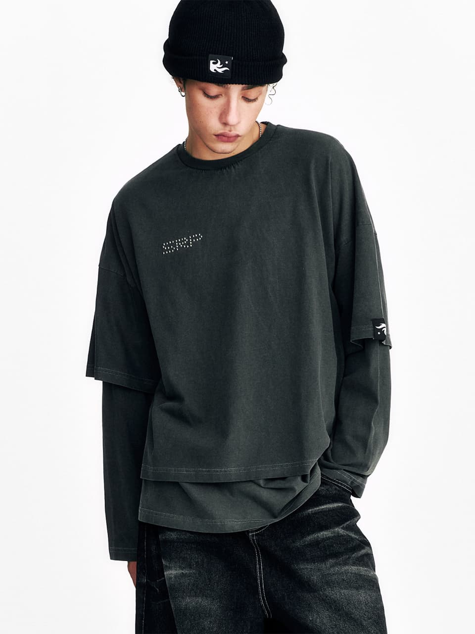 [SSERPE] FLAME STAR LAYERED LONG SLEEVE T PIGMENT 5