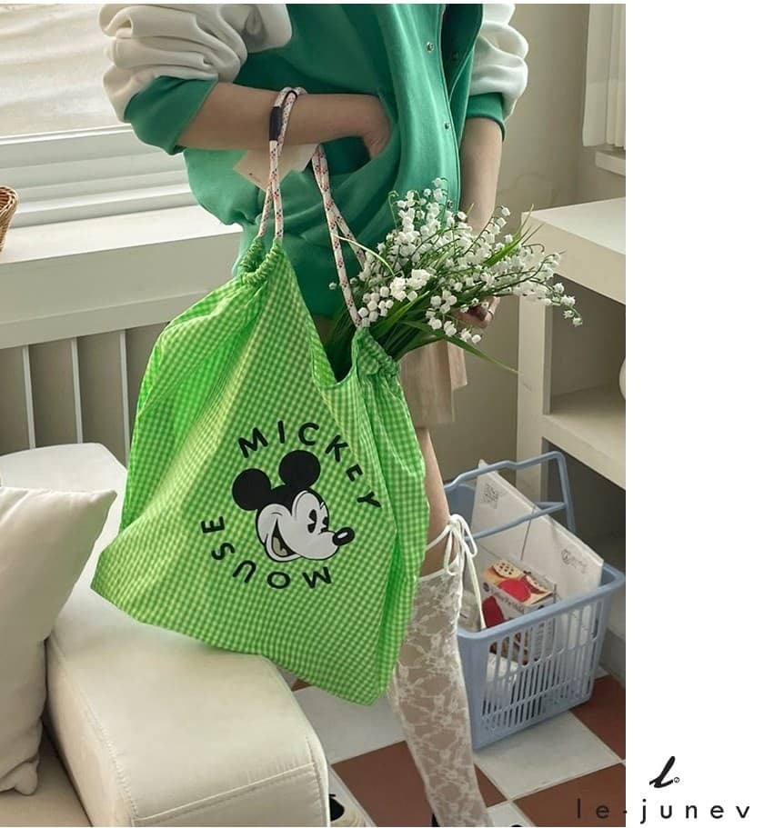 [LE JUNEV] Check Mickey Rope Large Bag 2