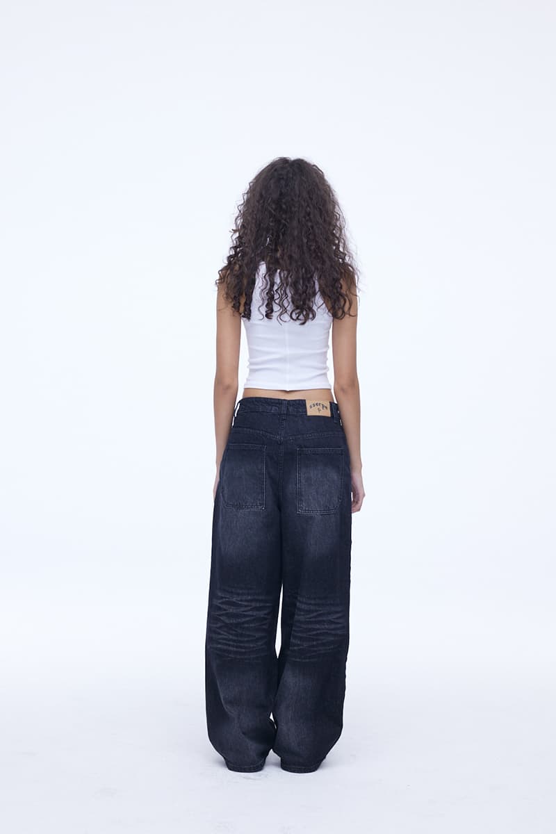 [SSERPE] DOUBLE KNEE CARPENTER WIDE DENIM PANTS 6