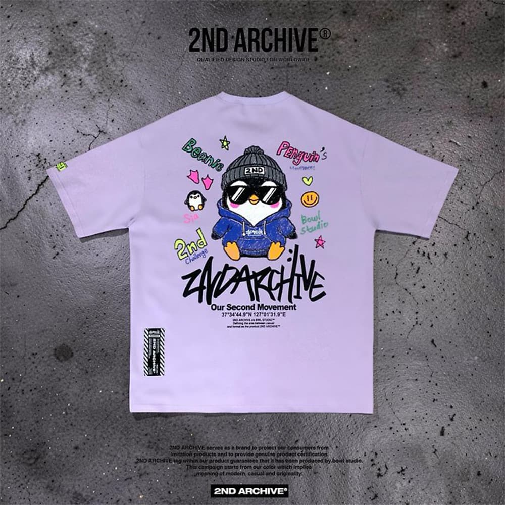 [2ND ARCHIVE] Sunglass Penguin Crayon Short Sleeve T-Shirt 4