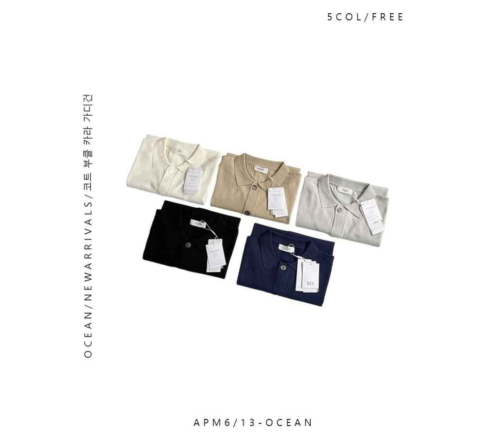 [OCEAN] Coat Boucle Washable Collar Short Sleeve Cardigan 3