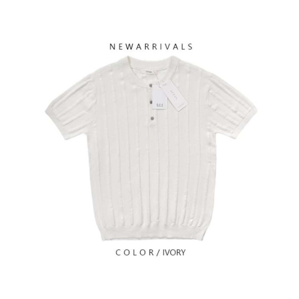 [OCEAN] Raf Muscle Fit Henley Neck Short Sleeve Knit 1