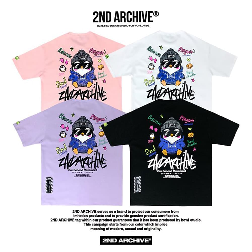 [2ND ARCHIVE] Sunglass Penguin Crayon Short Sleeve T-Shirt 9