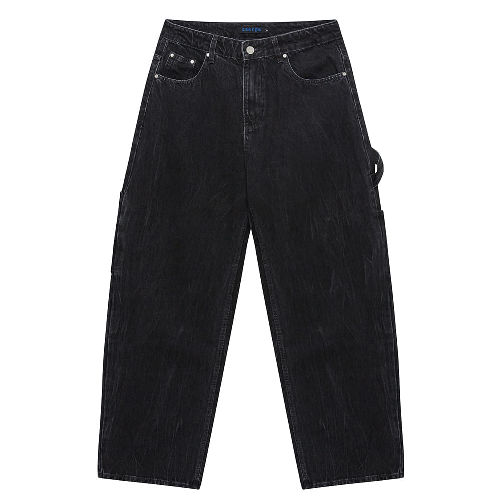 [SSERPE] CURVED CARPENTER CRACK DENIM PANTS 7
