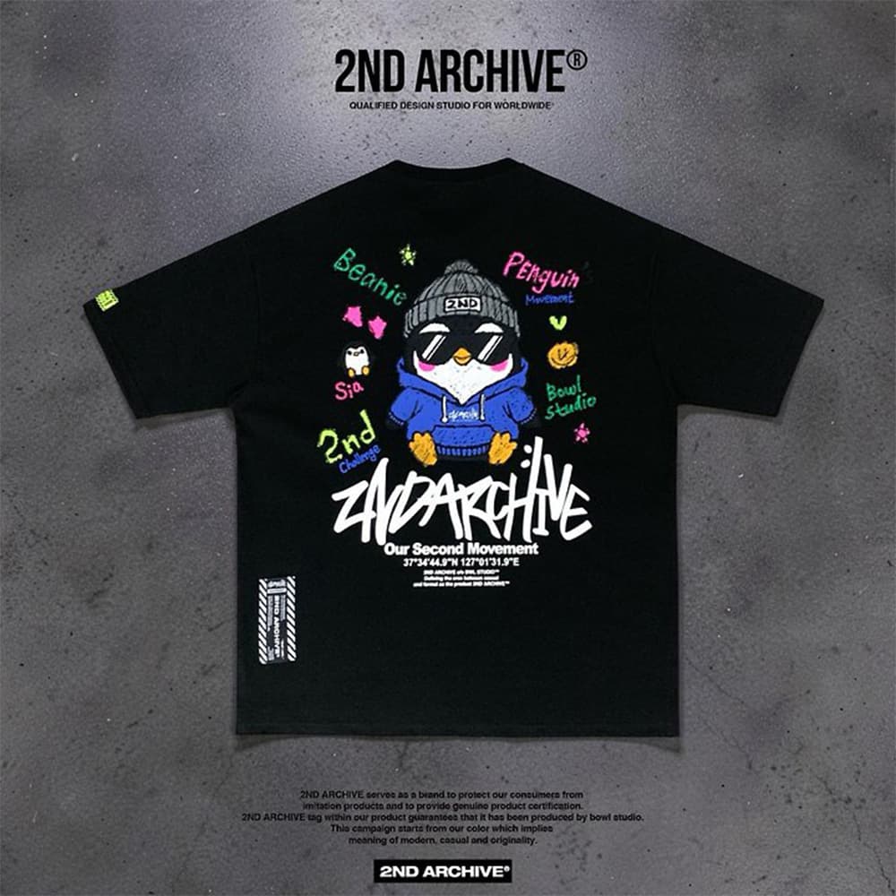 [2ND ARCHIVE] Sunglass Penguin Crayon Short Sleeve T-Shirt 2