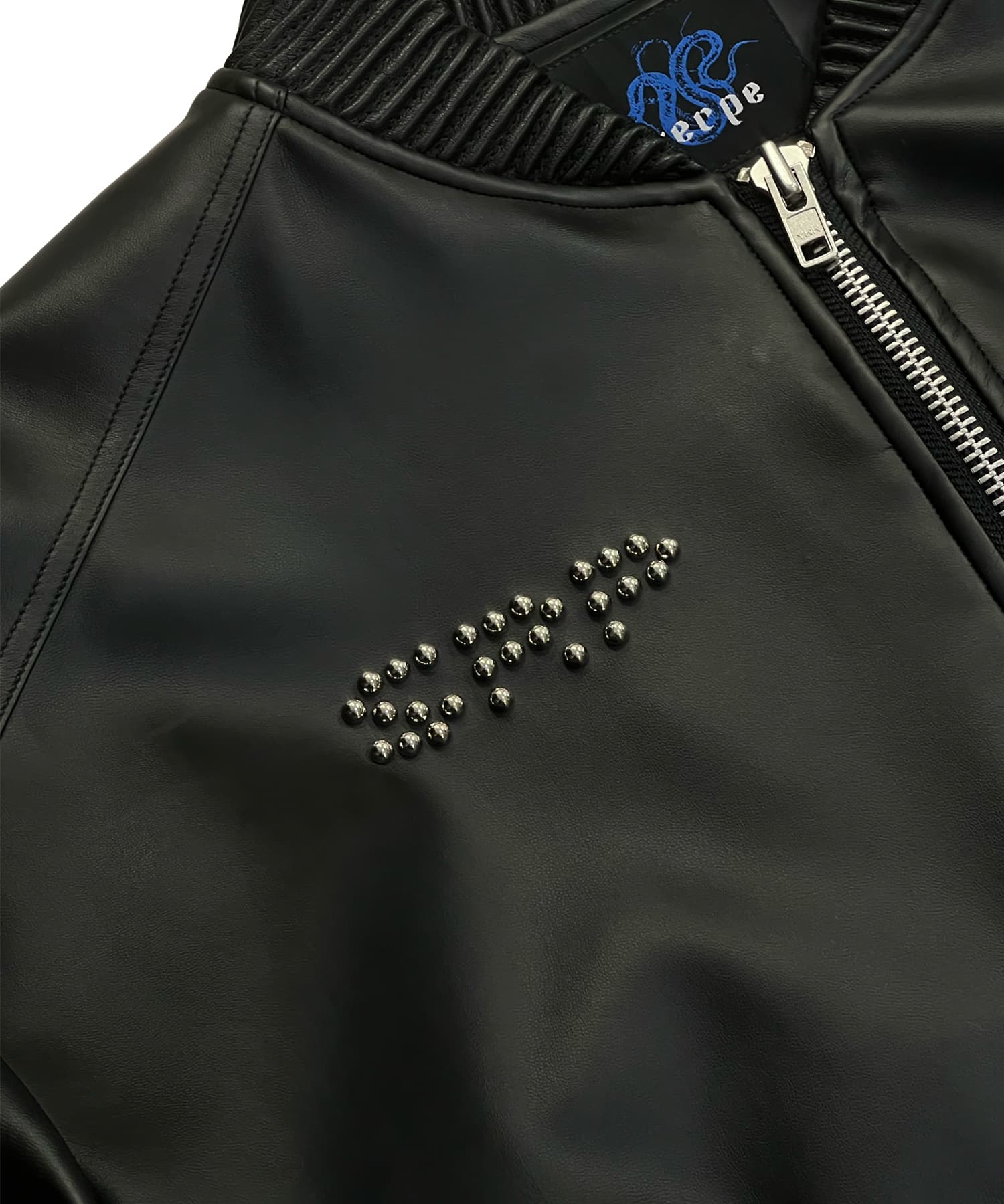 [SSERPE] FLAME STARS STUD BOMBER VEGAN LEATHER JACKET 3