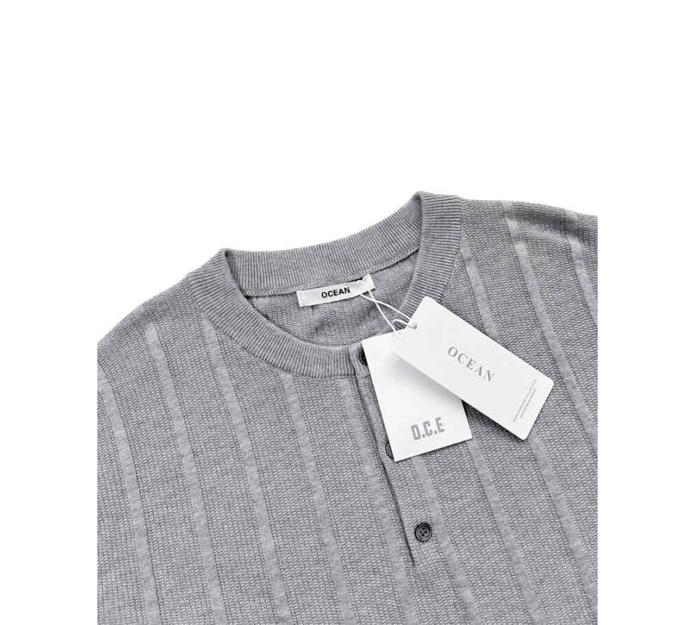 [OCEAN] Raf Muscle Fit Henley Neck Short Sleeve Knit 8