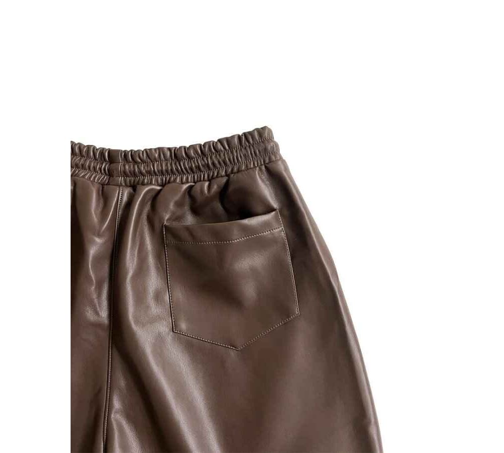 [OCEAN] Camel Leather Half Pants 4