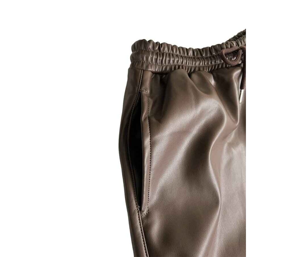 [OCEAN] Camel Leather Half Pants 5