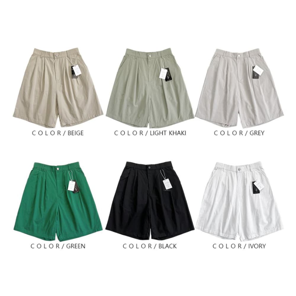 [OCEAN] Bermuda Pin Tuck Half Banding Washable Half Pants 10