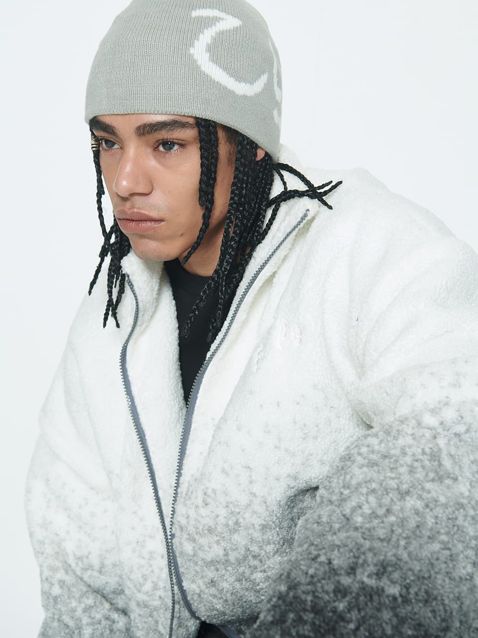 [SSERPE] GREY GRADATION SHERPA FUR JACKET 5
