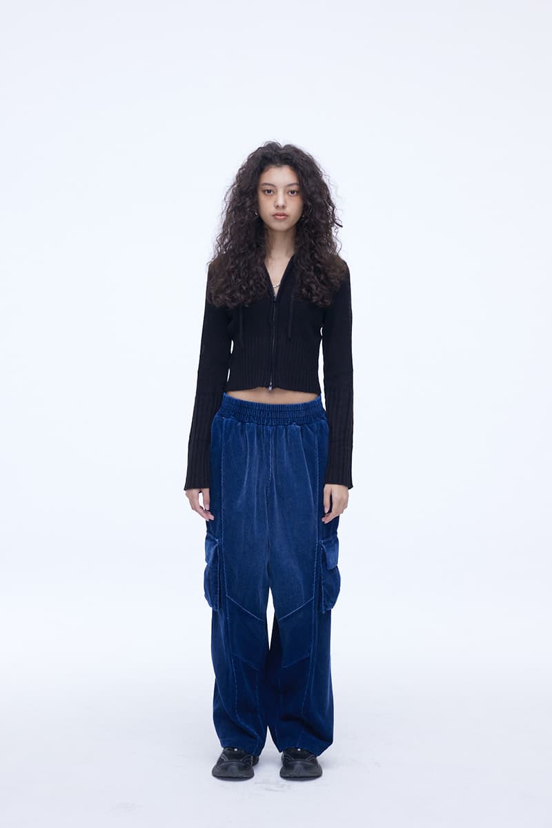 [SSERPE] WASHING CORDUROY CARGO BANDING DENIM PANTS 3