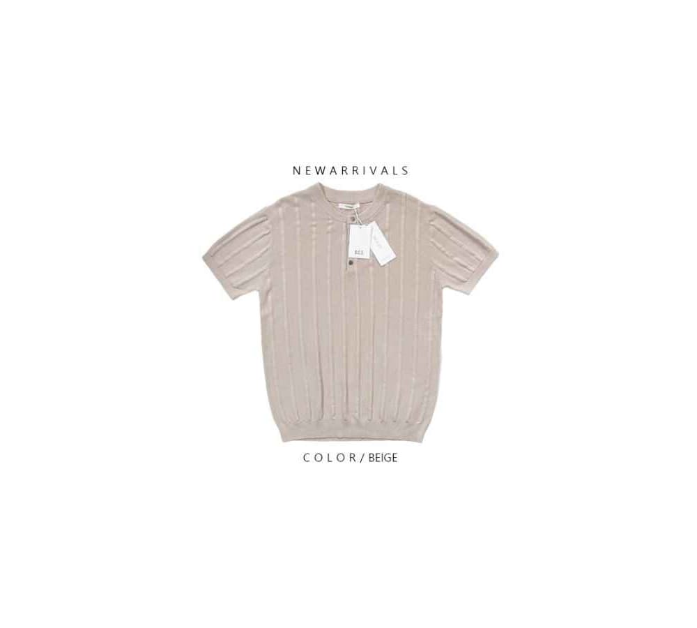 [OCEAN] Raf Muscle Fit Henley Neck Short Sleeve Knit 4