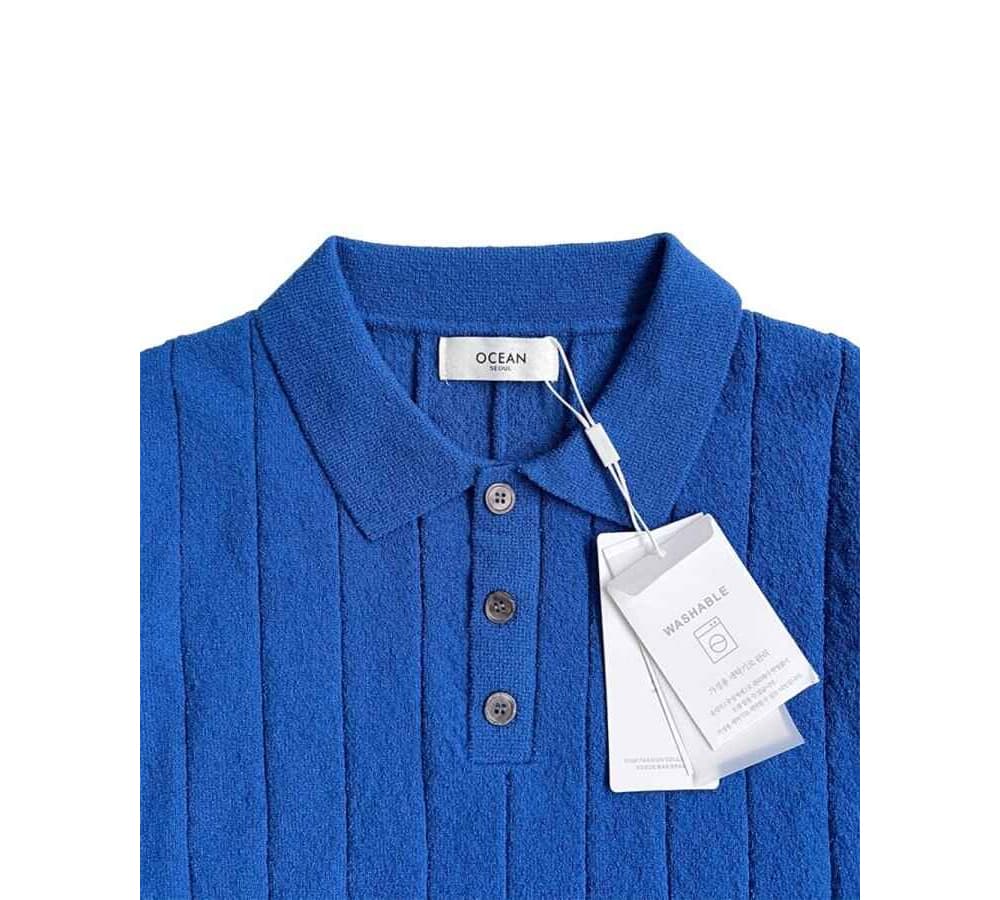 [OCEAN]Signature Boucle Ribbed Washable Collar Short Sleeve Knit 8